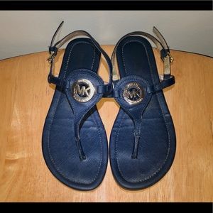 Michael Kors Leather Thong Sandal Navy & Gold